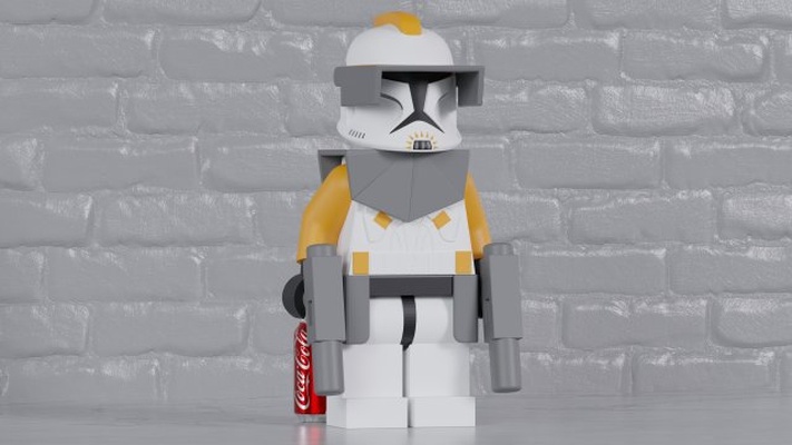 lego commander cody maxifig - fully articulated 3d print model in sculpture 3dexport star wars clone minifig minifigure maxifigure trooper toy 3d print model - Mito3D
