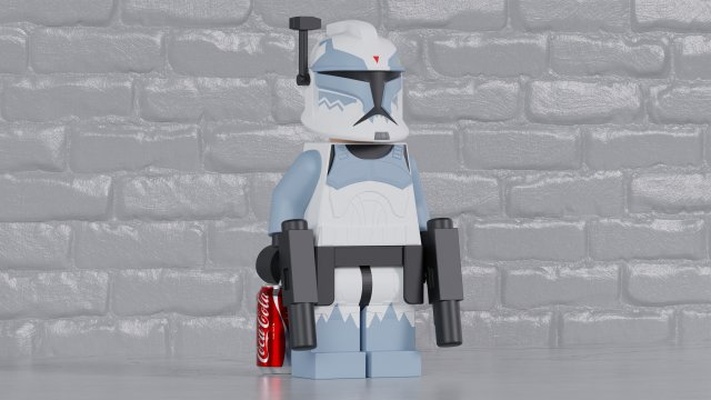 lego commander wolffe maxifig - fully articulated 3d print model in sculpture 3dexport star wars clone minifig minifigure maxifigure trooper toy fox 3d print model - Mito3D