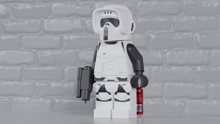 lego scout trooper maxifig - fully articulated 3d print model in sculpture 3dexport minifig minifigure maxifigure return jedi toy 3d print model - Mito3D