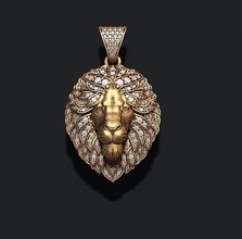 leon colgante de diamantes con la boca cerrada joyería el oro plata joya hielo helado diamante gem piedras preciosas briliant leo león lujo luxe lyux lux lyuqs 3d print model - Mito3D
