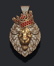 leon pingente de diamantes da coroa jóias ouro prata gelo gelado diamante pedra preciosa brilhante o leo leão luxo luxe lyux lux real lyuks jóia 3d print model - Mito3D