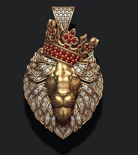 leon pendant diamonds crown 3d print model in pendants 3dexport jewellery gold silver jewelry ice iced diamond gemstone briliant leo lion luxury luxe lyux lux royal lyuks jewel 3d print model - Mito3D