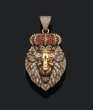 leon pendant royal crown diamonds opened mouth jewellery gold silver jewelry ice iced diamond gemstone briliant leo lion luxury luxe lyux lux lyuks 3d print model - Mito3D