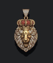 leon Anhänger royal crown diamonds geöffneten Mund Schmuck gold Silber Eis iced diamond Edelstein briliant leo lion Luxus luxe lyux lux lyuks 3d print model - Mito3D