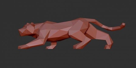 leopardo 3d impressão modelo in escultura 3dexport pantera panthera leoa predador animais pobre low poly poligonal estatueta gato 3d print model - Mito3D