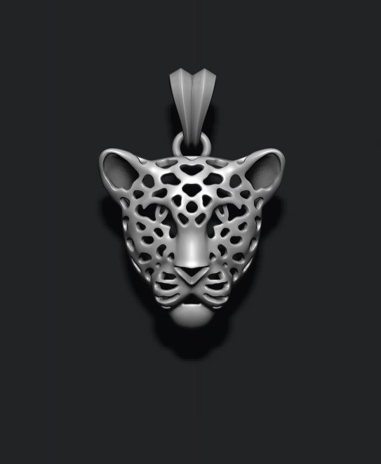 léopard tête pendentif amour chat guépard émail bijou bijoux lionne mammifère nature imprimable puma argent tigre tigresse sauvage zbrush zoo 3D print model - Mito3D