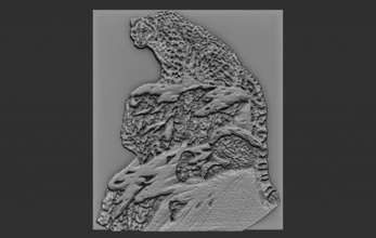 leopard relief reliefs reliefmodel animal 3dtable 3dtableau 3dprinter 3dprinted 3dprinting 3d print model - Mito3D