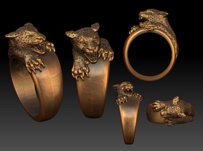 leopardo squillare 3d stampa modello in anelli 3dexport pantera scoperto maschio tigre 3d print model - Mito3D