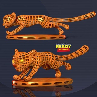Leopard Laufen Tiere Panther Tier 3dprint 3dprinting Statue Zahl Wald 3d print model - Mito3D