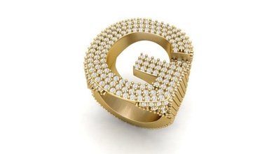 letter diamond ring gold metallic silver jewel jewellery rings 3d alphabet gentsring men cnc man jewelry printable hiphop hip hop 3d print model - Mito3D