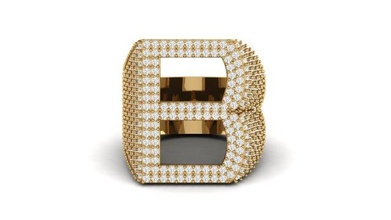Brief Diamant Ring Gold metallisch Zeichen Silber Juwel Schmuck Ringe 3d Alphabet Herrenring Männer cnc 3d print model - Mito3D