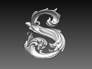 lettera s ornamento 3d stampa modello in scultura 3dexport parola lettere iniziali alfabeto capitale cnc arte sculture 3d print model - Mito3D