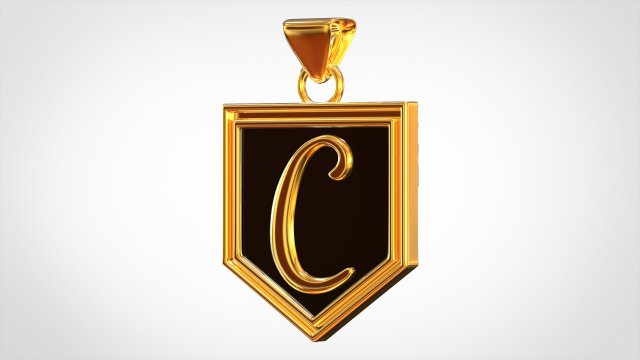 lettera c pendente 3d modello in gioielleria 3dexport nautilus pompilius yelena font letter pendant oro d'oro 3D print model - Mito3D