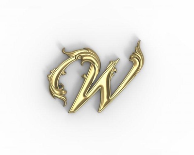 letter w floral signs logos alphabet printable jewelry text font type design flower art 3d print model - Mito3D