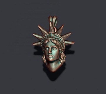 liberty head pendant pendants statue usa york sculpture america architectural gold jewelry statueofliberty newyork nyc landmark manhattan american exterior 3d print model - Mito3D