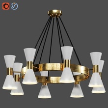 light 18 lampadario nero bicchiere oro arredamento luce illuminazione 3d print model - Mito3D