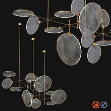 light-21 chandelier glass gold metal black light lighting 3d print model - Mito3D