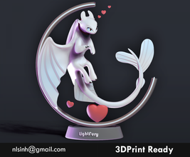 light fury dragon 3d print model in animals 3dexport toothless cute 3d print model - Mito3D