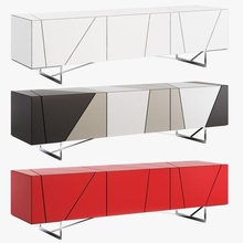 ligne rosette lignes buffet école table d'appoint manger chambre cabinet espace rangement placard tiroirs meubles blanc gris rouge 3d print model - Mito3D