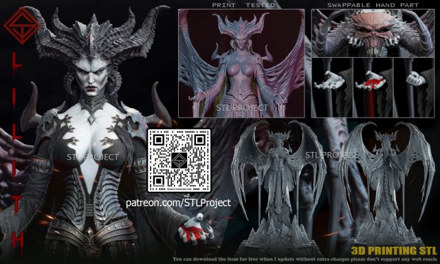 Lilith figurines diablo statue figure miniature 3dprint jouet trousse personnage scifi sculpture Jeu manga creture 3D print model - Mito3D