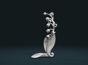 lirio del valle lily landysh de la flor jardín decoración esquina elemento planta 3d print model - Mito3D