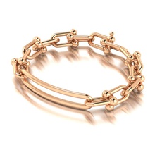 link bracelet 2 chain cuban gold necklace chainlink silver sterling jewelry jewel printable necklaces braceletlink tiffany 3d print model - Mito3D