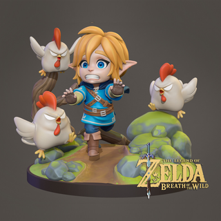 enlace diorama leyenda zelda niño Zelda action figure comportamiento tienda juguetes pollo 3d print model - Mito3D
