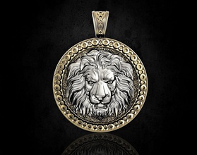 lion-head pendant 3d printable pendants gold silver platinum sterling women men icon relief lion animal anger jewelly 3d print model - Mito3D