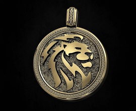 lion-logo pendant 3d printable pendants gold silver platinum sterling women men relief jungle forest lion courage animal logo jewellry 3d print model - Mito3D