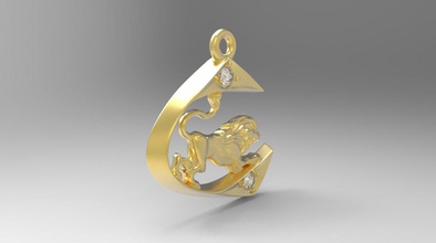 lion pendentif tion lune le diamant brillant 3d print model - Mito3D