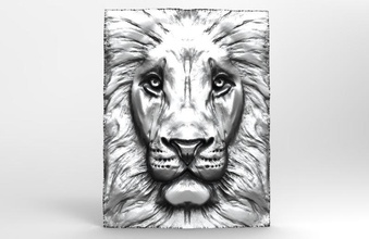 lion 5 cnc 3d print model in signs logos 3dexport bas-relief animal feline art deco 3d print model - Mito3D