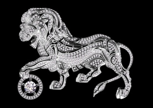 leão chanel 3d impressão modelo in broches 3dexport broche marca predador animal jóias jóia ouro diamante joalheria 3d print model - Mito3D