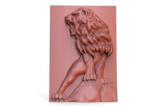 lion cnc 4 3d print model in signs logos 3dexport art relief bas-relief deco wall wood 3d print model - Mito3D