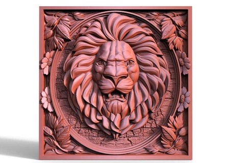 lion cnc signs logos art animal relief 3d print model - Mito3D