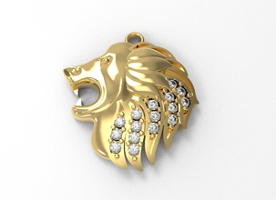 Löwen-Diamant-Anhänger Schmuck Anhänger jewllery Tier lion diomond stl 3d print model - Mito3D
