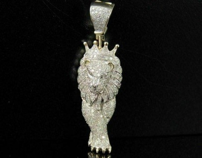 lion face mens diamond pendant 2 pendants antique luxury rapper hiphop jewelry necklace gemstone elegant celebrity style jewellery bling gem urban custom vintage 3d print model - Mito3D