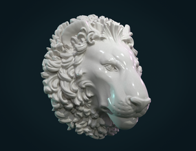 lion head carnivora mounted baroque artistic art fine curls cat decoration element sculpture statue 3d print model - Mito3D
