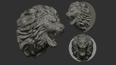 león cabeza Mamíferos animal escultura esculpir cifras cnc 3dprinting estatua 3d print model - Mito3D