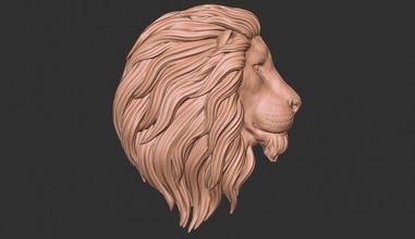 lion head bas relief hair wild giant animal nature zoo mesh africa safari king wildlife art face african 3d print model - Mito3D