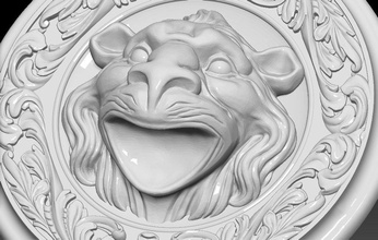 león cabeza animal 3d impresión modelo in escultura 3dexport antiguo estatua retro barroco rococó metalistería cnc anillo joyería joya colgante pendiente 3d print model - Mito3D