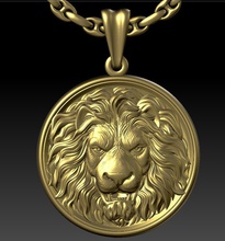 cabeza de león colgante la joyería imprimible el oro bestia salvaje plata 3dm stl 3ds obj cad alta poligonal naturaleza impresión animal 3d print model - Mito3D