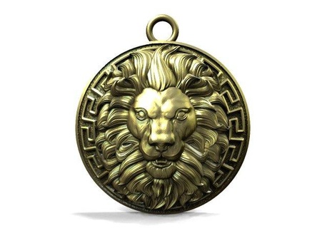 lion head pendant pendants jewelry jewel animal feline 3d print model - Mito3D
