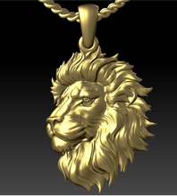lion tête pendentif 3d impression modèle in pendentifs 3dexport bijoux imprimable or bête sauvage argent 3dm stl 3ds obj goujat haute poligonal nature animal 3d print model - Mito3D
