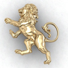 lion héraldique bijoux imprimable pendentif or de la bête sauvage d'argent stl 3ds obj d'impression 3d print model - Mito3D