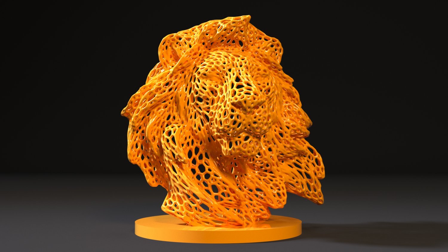 lion roi simba 3d impression modèle in sculpture 3dexport voronoi 3dprinting statue imprimable décoration art 3D print model - Mito3D