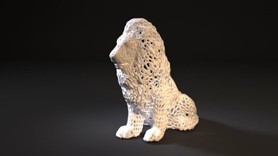 roi lion de voronoi 3d d'impression le berger mathématiques art animaux statuette décor 3d print model - Mito3D