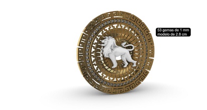 lion medallion gems jewelry jewelrydesign jewelrymodel 3d print model - Mito3D
