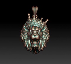 lion necklace crown eye gem 3d print model in pendants 3dexport jewellery gold diamond printable silver jewel nature zbrush men cad male jewelry iced corona korona pendant 3d print model - Mito3D