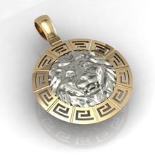 lion pendentif imprimable les pierres précieuses or antique d'argent des colliers 3d print model - Mito3D