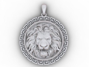 lion pendant 3dm apparel cad gold jewel jewellery jewelry male men mesh nature necklace obj pendants rhino silver stone zbrush 3d print model - Mito3D